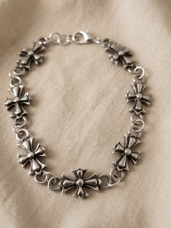 Jewelry - Silver Goth Cross Link Bracelet